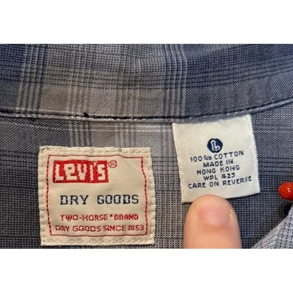 Levi's Men Shirt Vintage‎ 90's Western Plaid Button-Up Long Sleeve Blue Large